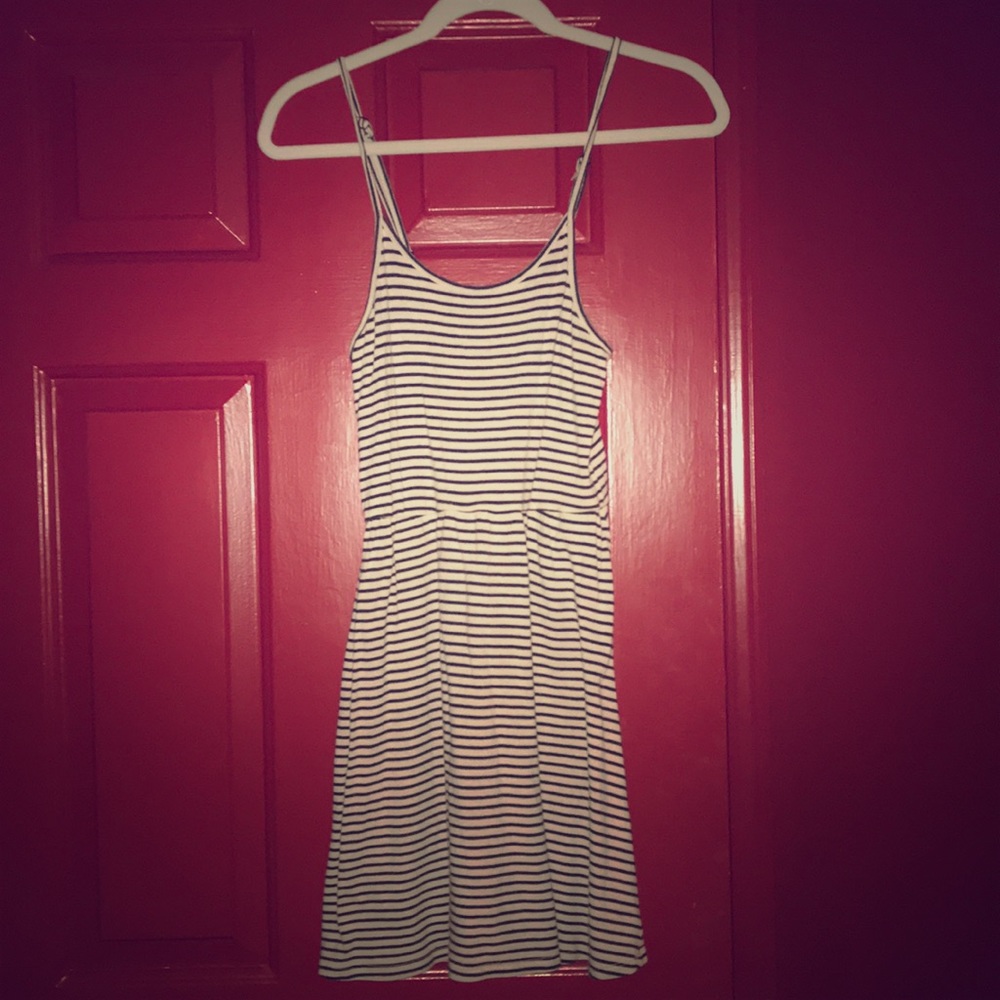 Black and white striped dress